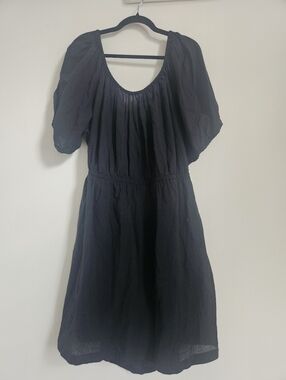 Old Navy Puff Sleeve Tie Back Black Dress